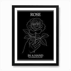 Rose In A Hand Line Drawing 2 Poster Inverted Art Print