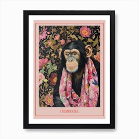 Floral Animal Painting Chimpanzee 2 Poster Poster