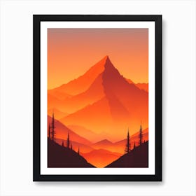 Misty Mountains Vertical Composition In Orange Tone 68 Art Print