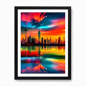 Kuwait City Skyline Art Print