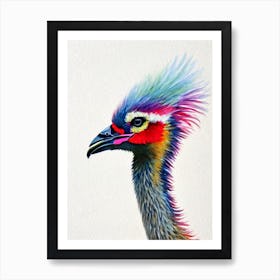 Emu Watercolour Bird Art Print