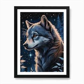 Wolf In The Night 1 Art Print