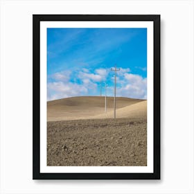 Field With Power Lines Art Print