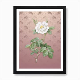Vintage White Rose Botanical on Dusty Pink Pattern n.1214 Art Print