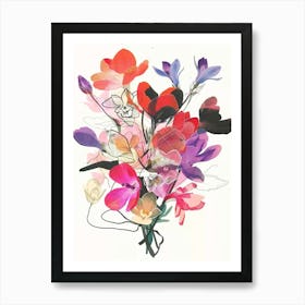 Cyclamen 1 Collage Flower Bouquet Art Print