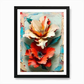 Three Flowers In A Frame Art Print