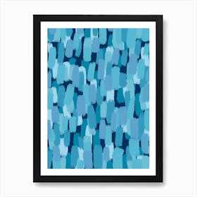 Blue Abstract Painterly Brush Strokes Art Print