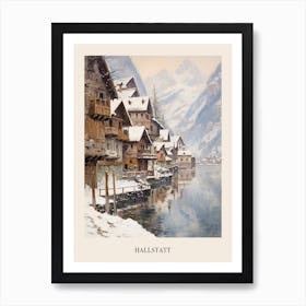 Vintage Winter Painting Poster Hallstatt Austria 2 Art Print