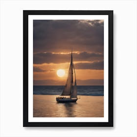 Sailboat At Sunset Art Print