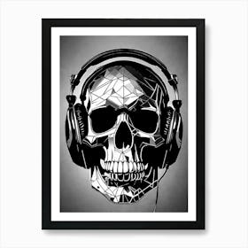 Skull With Headphones 99 Art Print