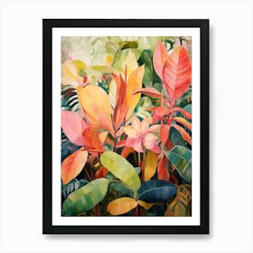 Tropical Plant Painting Rubber Tree Plant 4 Art Print