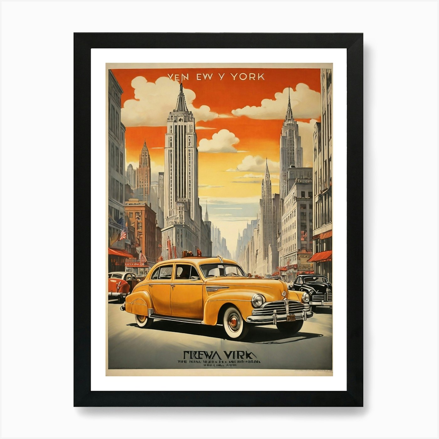 Póster de viaje vintage arte de Nueva York enmarcado arte de pared póster lienzo impresión imagen - Imagen 2 de 4