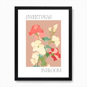 Sweet Peas In Bloom Flowers Bold Illustration 3 Art Print