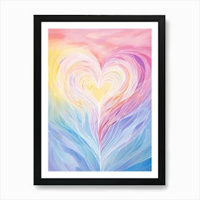 Whimiscal Rainbow Swirl Line Heart 1 Art Print