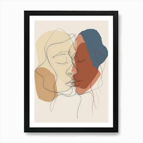 Woman And A Man Kissing Style Abstract Art Print