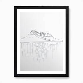 Table Mountain South Africa Line Drawing 4 Art Print