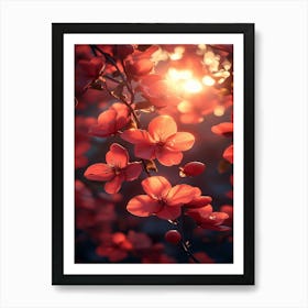 Cherry Blossoms At Sunset 1 Poster