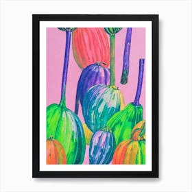 Delicata Squash Risograph Retro Poster vegetable Art Print