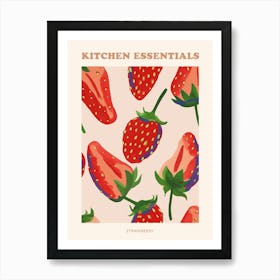 Strawberry Pattern Illustration Poster 3 Art Print