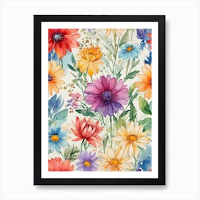 Watercolor Flowers 8 Art Print
