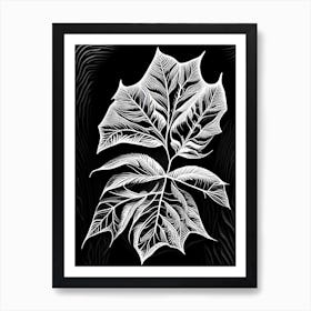 Plum Leaf Linocut 1 Art Print