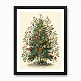 William Morris Style Christmas Tree 14 Art Print