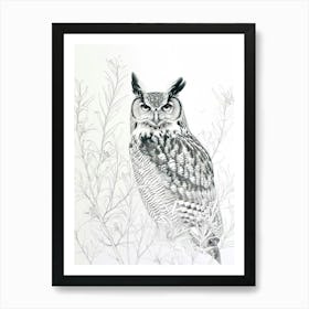 Verreauxs Eagle Owl Drawing 2 Art Print