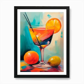 Delicious Cocktail With Lemons In Bright Colours Art Print