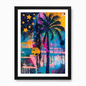 Palm Tree At Night Art Print