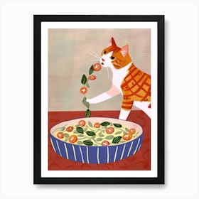 Cat And Big Salad Art Print