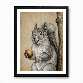 Squirrel Eating Nut Art Print