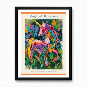 Unicorn Rainbow Abstract Painting In The Field Poster Art Print