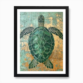 Ornamental Sea Turtle Wallpaper Style 7 Art Print