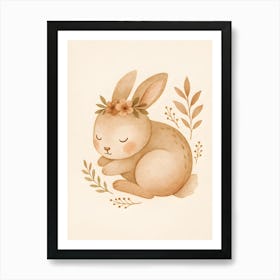 Boho Baby Bunny Printable Wall Art Neutral Nursery Animal Decor Watercolor Woodland Rabbit Cute Bunny Nursery Poster Art Print