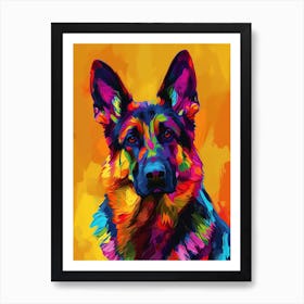 German Shepherd dog colourful Painting Art Print