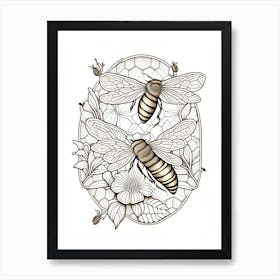 Colony Bees 2 William Morris Style Art Print