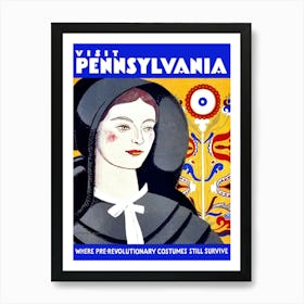 Pennsylvania, Woman In Traditional Costume Art Print