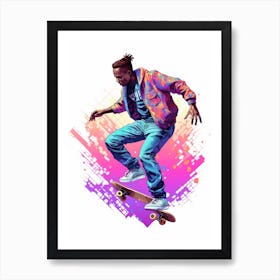 Skateboarding In Copenhagen, Denmark Gradient Illustration 3 Art Print