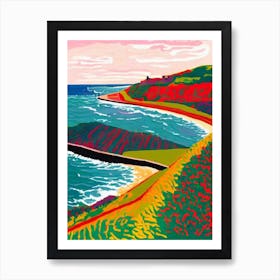 Tynemouth Longsands Beach, Tyne And Wear Hockney Style Art Print