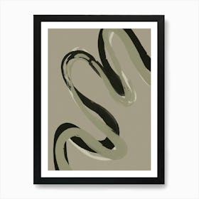 Green Black Strokes No 1 Art Print