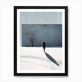 Man Walking In The Snow, Sweden Minimalism Art Print