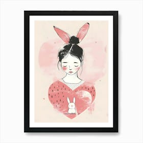 Girl With Bunny Ears Art Print