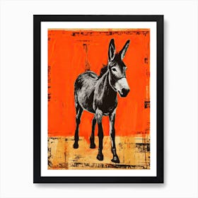 Donkey, Woodblock Animal Drawing 2 Art Print