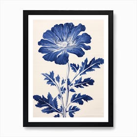 Blue Botanical Cineraria 2 Art Print