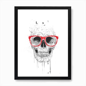 Skull With Red Glasses Art Print