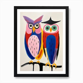 Colourful Kids Animal Art Owl Art Print