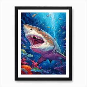  A Tiger Shark Vibrant Paint Splash 2 Art Print