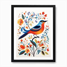 Scandinavian Bird Illustration Robin 4 Art Print