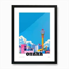 Osaka Japan 2 Colourful Travel Poster Art Print