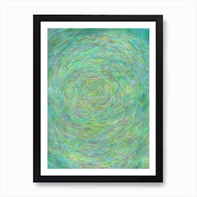 Green Water Spiral / Color pencil Stroks Art Print